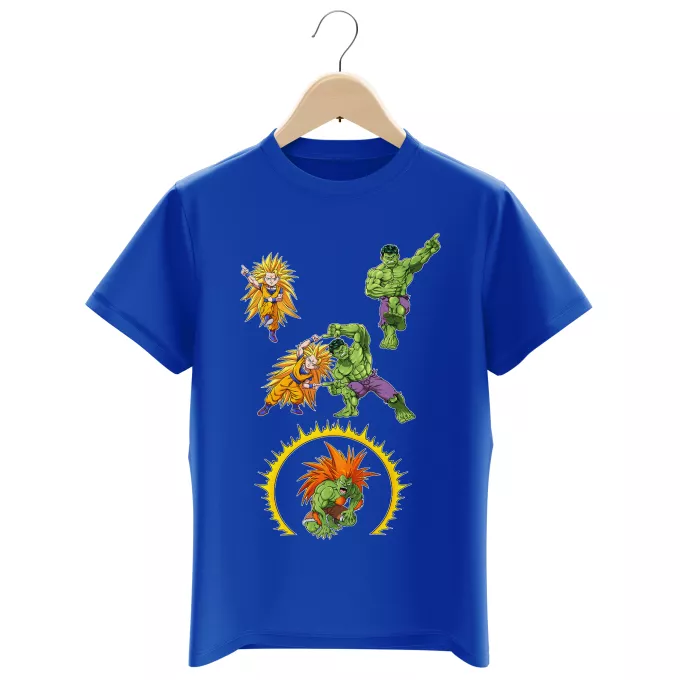 Magliette per bambini e ragazzi Paoridia Dragon Ball Z - DBZ Son Goku; Hulk e Blanka