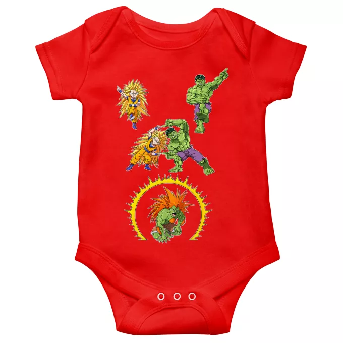 Short sleeve Baby Bodysuits Parody of Dragon Ball Z - DBZ Son Goku; Hulk and Blanka
