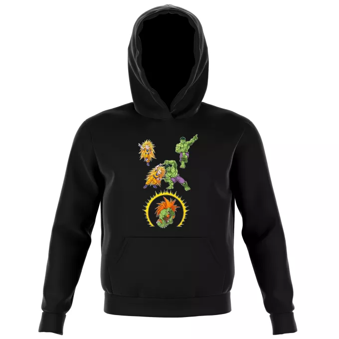 Sweat-shirts à Capuche Enfant Parodie Dragon Ball Z - DBZ Fusion bestiale !! - Sangoku, Hulk, Blanka