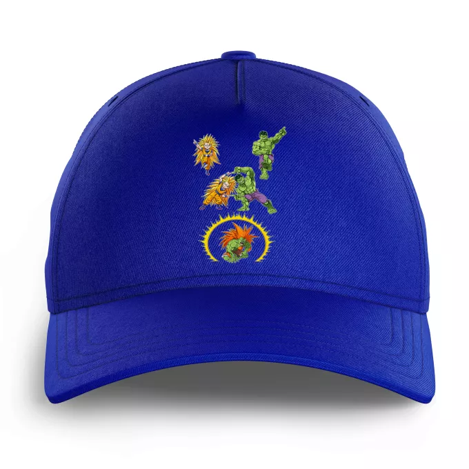Gorras Niños Parodia Dragon Ball Z -DBZ Son Gokū; Hulk y Blanka