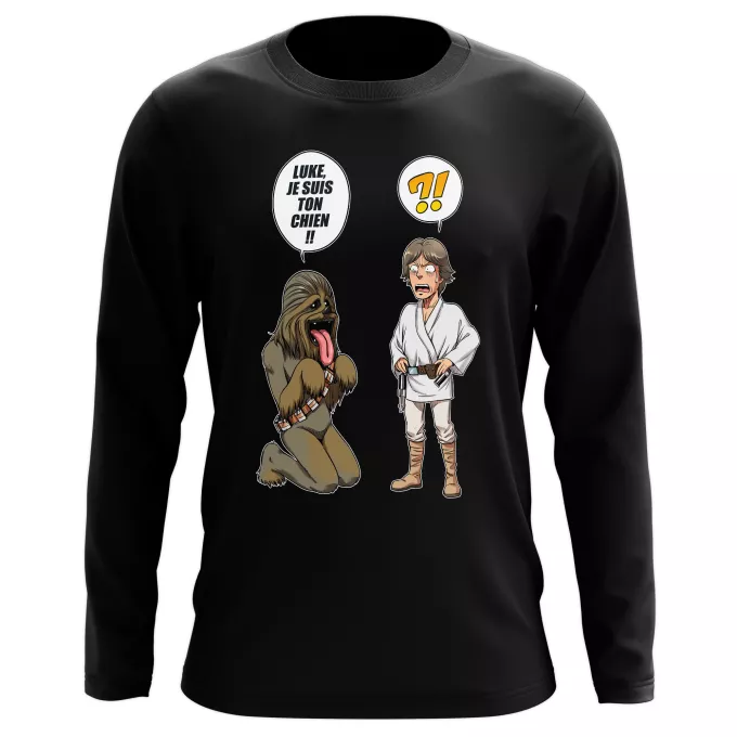 T-Shirts manches longues Parodie Star Wars Luke, je suis ton chien (Epoque 1ère Trilogie) - Luke Skywalker, Chewbacca