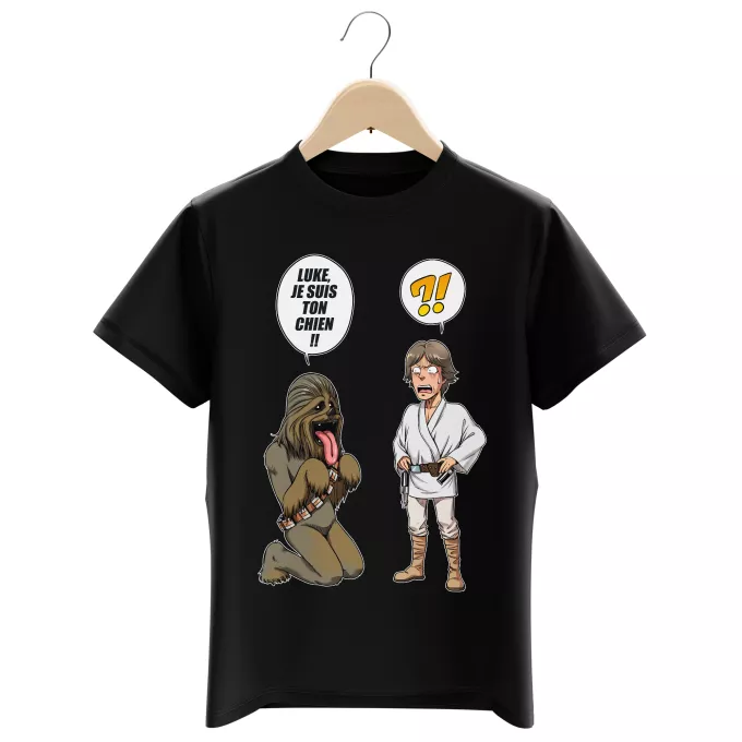 T-shirts Enfants Garçons Parodie Star Wars Luke, je suis ton chien (Epoque 1ère Trilogie) - Luke Skywalker, Chewbacca