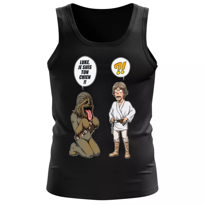 Débardeurs Hommes Parodie Star Wars Luke, je suis ton chien (Epoque 1ère Trilogie) - Luke Skywalker, Chewbacca