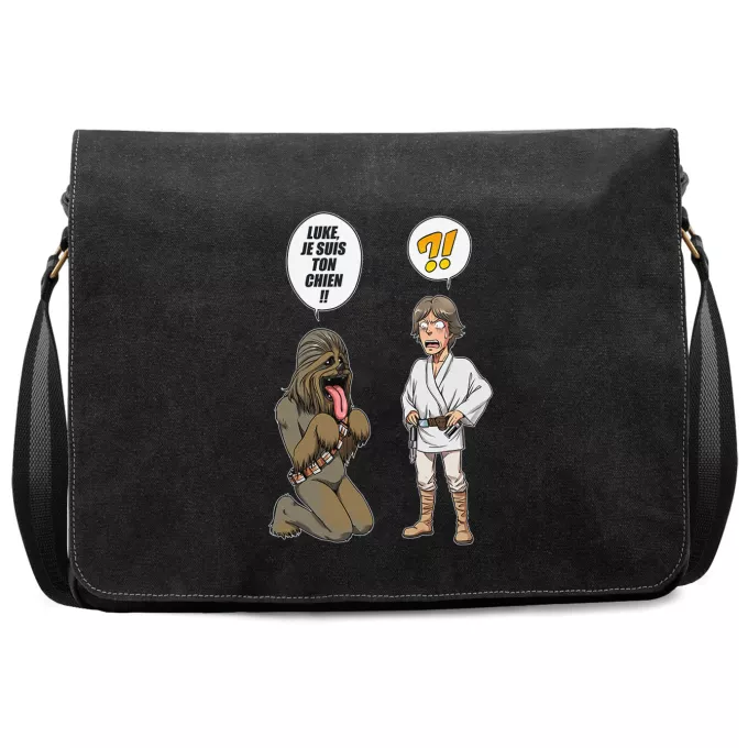 Sac à Bandoulière Premium Parodie Star Wars Luke, je suis ton chien (Epoque 1ère Trilogie) - Luke Skywalker, Chewbacca
