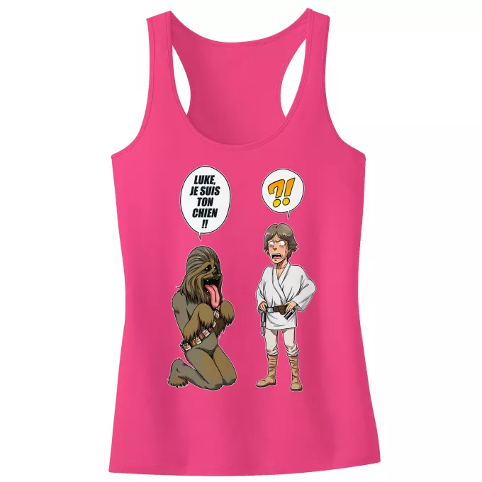 Débardeur Enfant Fille Parodie Star Wars Luke, je suis ton chien (Epoque 1ère Trilogie) - Luke Skywalker, Chewbacca