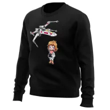 Cartoon SD Luke Skywalker Trui “Cartoon SD Luke Skywalker en X-Wing Mini Drone” – Star Wars parodie
