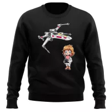 Cartoon SD Luke Skywalker Trui “Cartoon SD Luke Skywalker en X-Wing Mini Drone” – Star Wars parodie