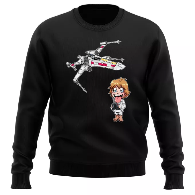 Truien Parodie Star Wars Cartoon SD Luke Skywalker en X-Wing Mini Drone