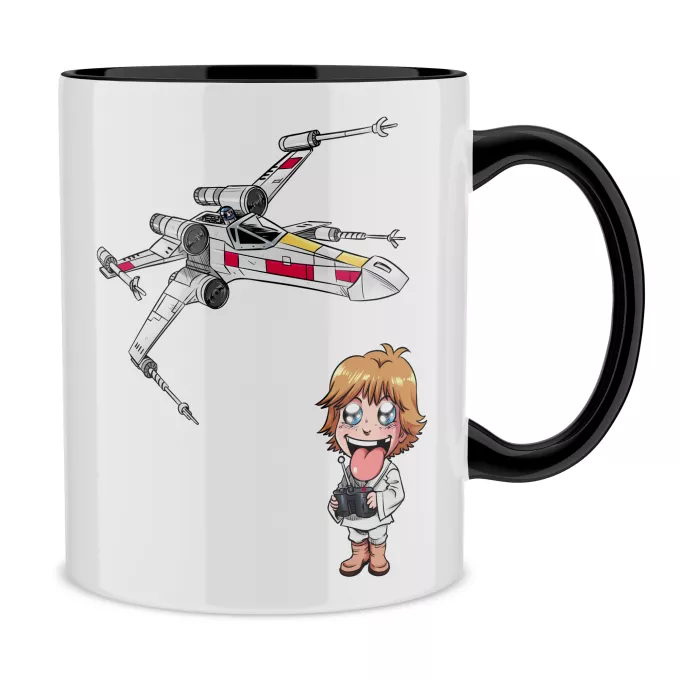 Mokken Parodie Star Wars Cartoon SD Luke Skywalker en X-Wing Mini Drone