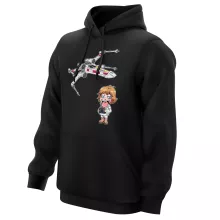 Cartoon SD Luke Skywalker Kapshirt “Cartoon SD Luke Skywalker en X-Wing Mini Drone” – Star Wars parodie