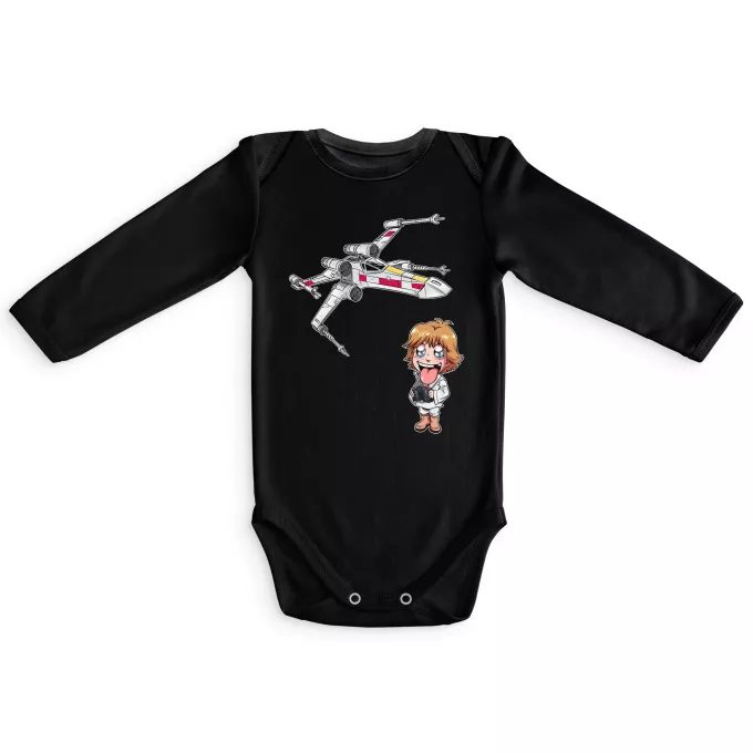 Lange mouwen Babyromper Parodie Star Wars Cartoon SD Luke Skywalker en X-Wing Mini Drone