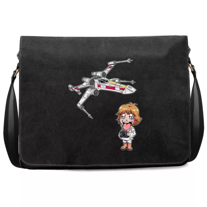 Premium Schoudertas Parodie Star Wars Cartoon SD Luke Skywalker en X-Wing Mini Drone