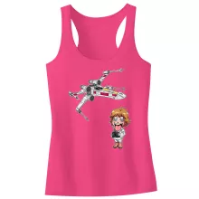 Cartoon SD Luke Skywalker Kinderen Meisjes Tank Top “Cartoon SD Luke Skywalker en X-Wing Mini Drone” – Star Wars parodie