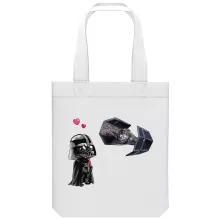 Darth Vader SD Caricature totebag “Darth Vader SD Caricature and his TIE Fighter Mini Drone” – Star Wars parody