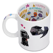 Tecknad SD Darth Vader Mugg “Tecknad SD Darth Vader och TIE Fighter Mini Drone” – Parodi Stjärnornas krig
