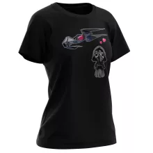 Cartoon SD Kylo Ren Damen T-shirt “Cartoon SD Kylo Ren en TIE Silence Mini Drone” – Star Wars parodie