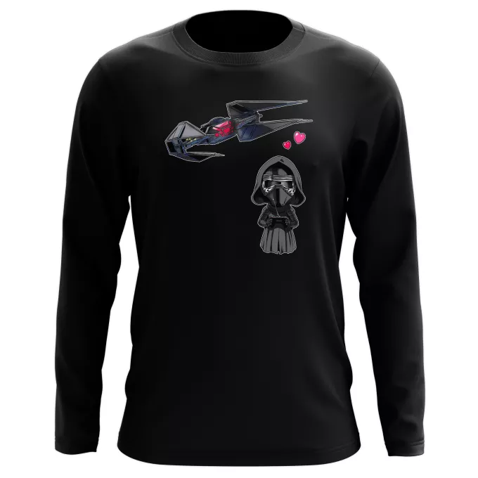 Långärmad T-Shirts Parodi Stjärnornas krig Tecknad SD Kylo Ren och TIE Silence Mini Drone