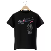 Tecknad SD Kylo Ren Pojkens barn T-shirt “Tecknad SD Kylo Ren och TIE Silence Mini Drone” – Parodi Stjärnornas krig