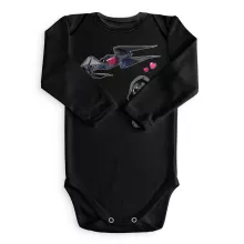 Cartoon SD Kylo Ren Lange mouwen Babyromper “Cartoon SD Kylo Ren en TIE Silence Mini Drone” – Star Wars parodie