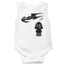 Kylo Ren SD Karikatur ärmelloser Baby Strampler “Kylo Ren SD Karikatur und sein TIE Silence Mini Drone” – Parodie auf Star Wars