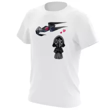 Maglietta Caricatura SD “Caricatura SD di Kylo Ren e il suo TIE Silence Mini Drone” – Parodia dei Star Wars