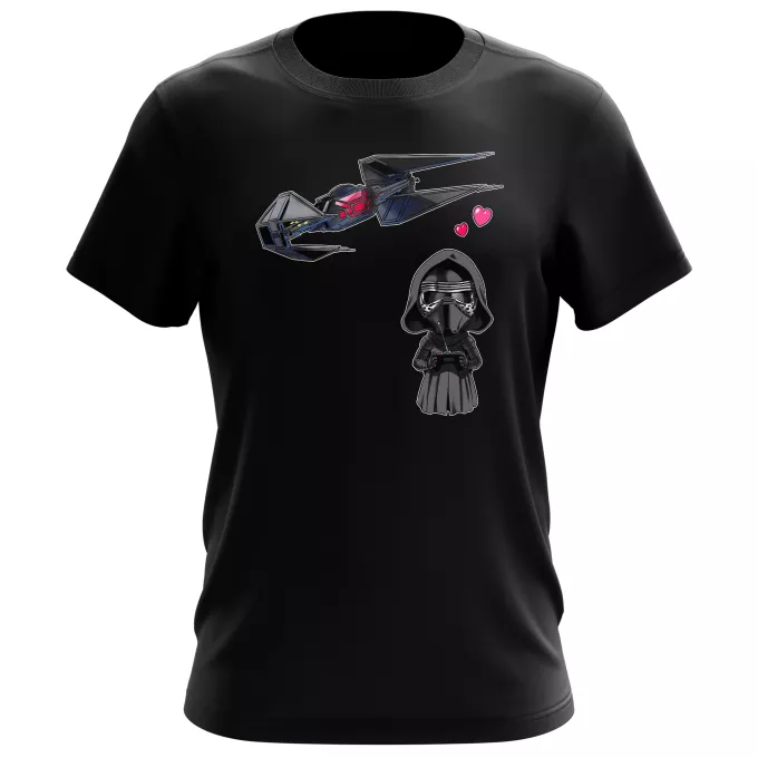 T-shirts för män Parodi Stjärnornas krig Tecknad SD Kylo Ren och TIE Silence Mini Drone