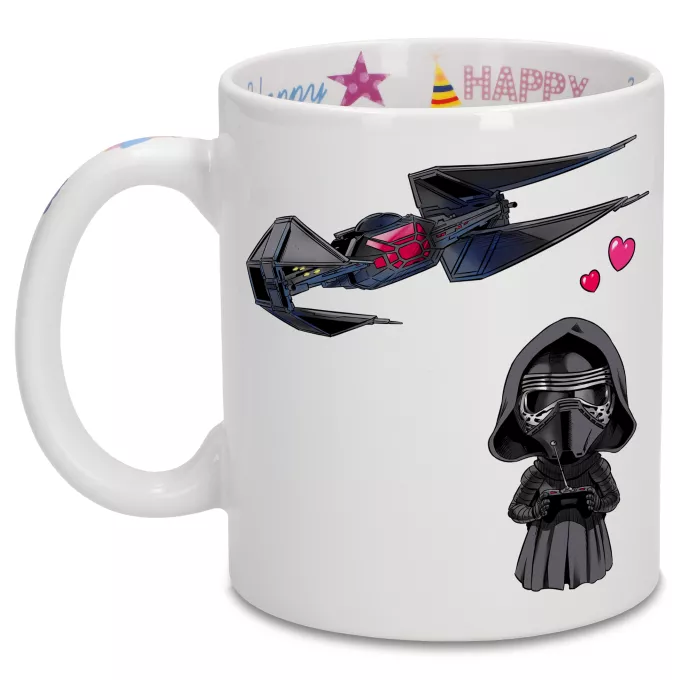 Födelsedagsmuggar Parodi Stjärnornas krig Tecknad SD Kylo Ren och TIE Silence Mini Drone