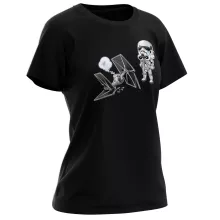 Maglietta da Donna Caricatura SD “Caricatura SD di Stormtrooper e il suo TIE Fighter Mini Drone” – Parodia dei Star Wars
