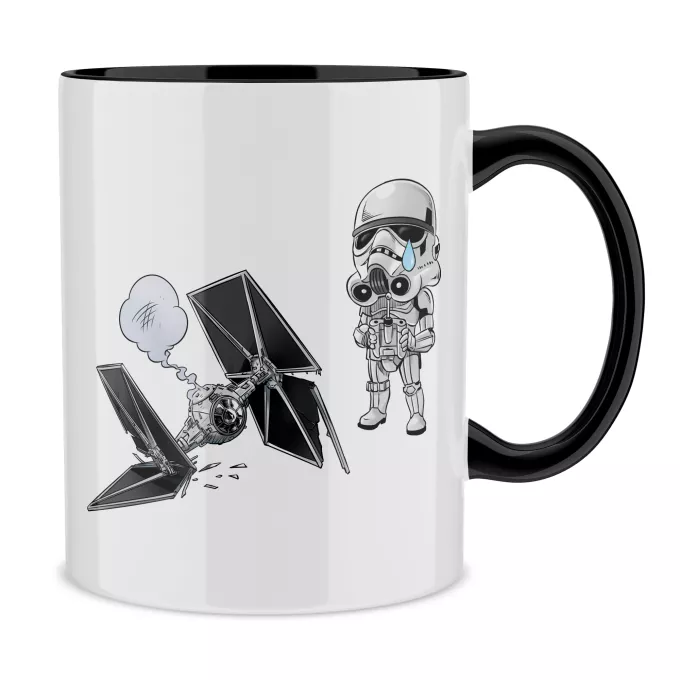 Tazas Parodia Star Wars Caricatura SD de Stormtrooper y su TIE Fighter Mini Drone