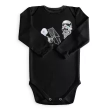 Body bebè a maniche lunghe Caricatura SD “Caricatura SD di Stormtrooper e il suo TIE Fighter Mini Drone” – Parodia dei Star Wars