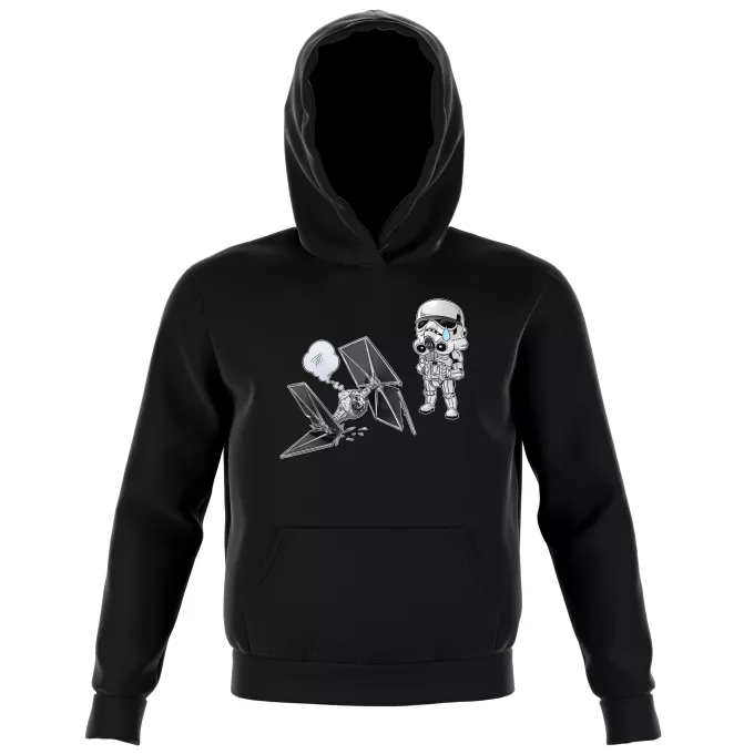 Sudaderas con capucha Niños Parodia Star Wars Caricatura SD de Stormtrooper y su TIE Fighter Mini Drone