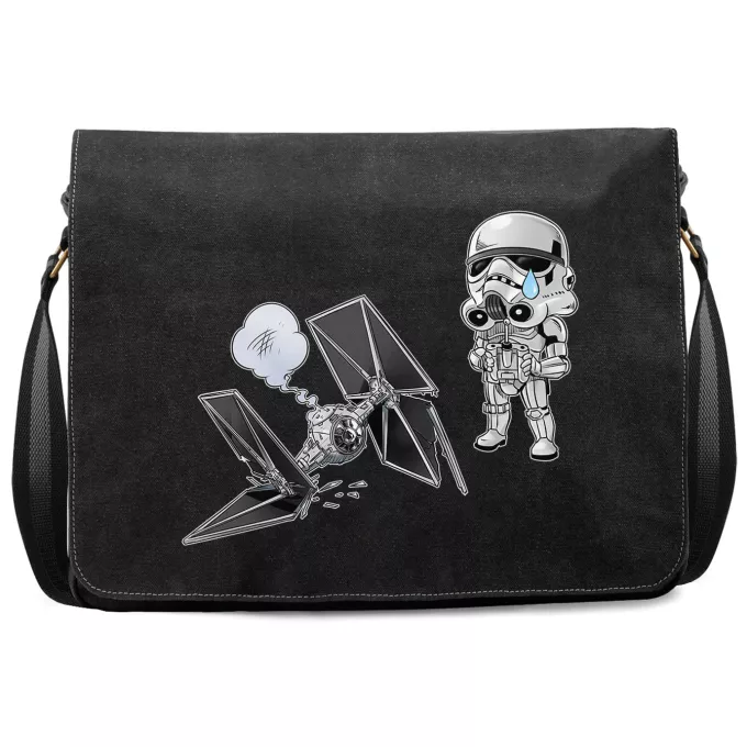 Bolsos bandolera en Lona Parodia Star Wars Caricatura SD de Stormtrooper y su TIE Fighter Mini Drone