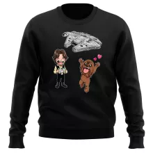 Han Solo Pullover “Han Solo und Chewbacca SD Karikaturen und Das Falcon Millenium Mini Drone” – Parodie auf Star Wars