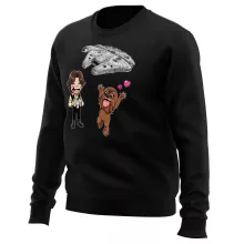 Han Solo Pullover “Han Solo und Chewbacca SD Karikaturen und Das Falcon Millenium Mini Drone” – Parodie auf Star Wars