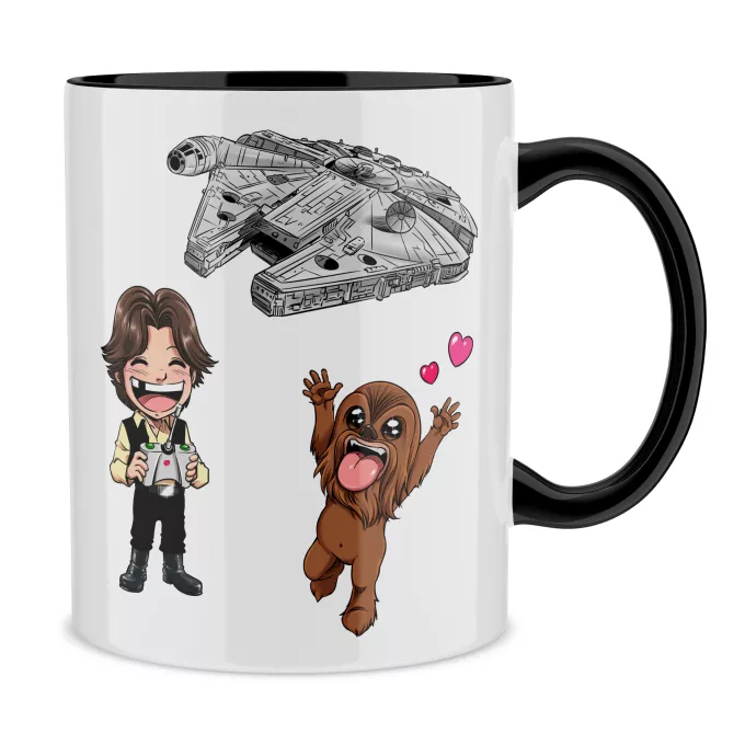 Tassen Parodie auf Star Wars Han Solo und Chewbacca SD Karikaturen und Das Falcon Millenium Mini Drone