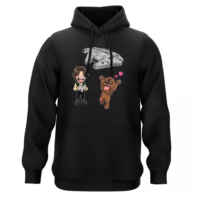 Kapuzenpullover Parodie auf Star Wars Han Solo und Chewbacca SD Karikaturen und Das Falcon Millenium Mini Drone