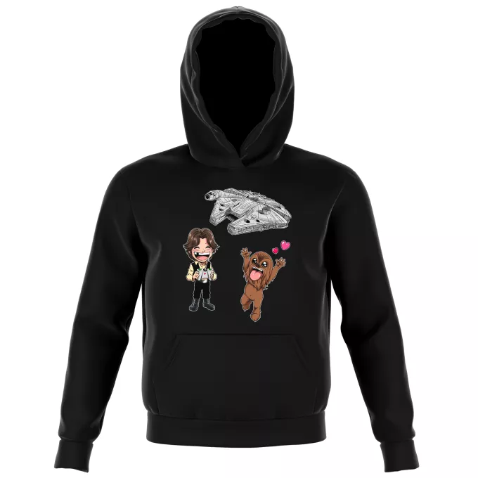 Kinder Kapuzenpullover Parodie auf Star Wars Han Solo und Chewbacca SD Karikaturen und Das Falcon Millenium Mini Drone
