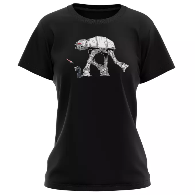 Magliette per Donne Paoridia Star Wars Palpatine aka Darth Sidious e il suo AT-AT cane robot