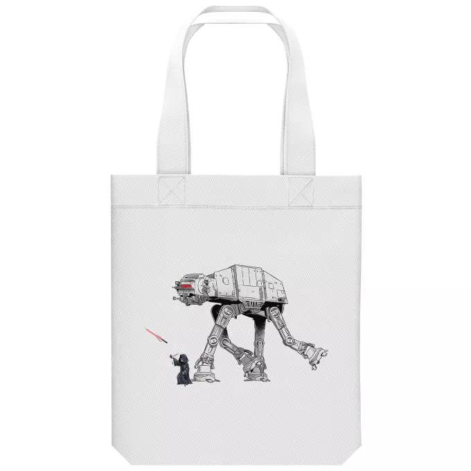 Borsa Tote Bag in cotone organico Paoridia Star Wars Palpatine aka Darth Sidious e il suo AT-AT cane robot
