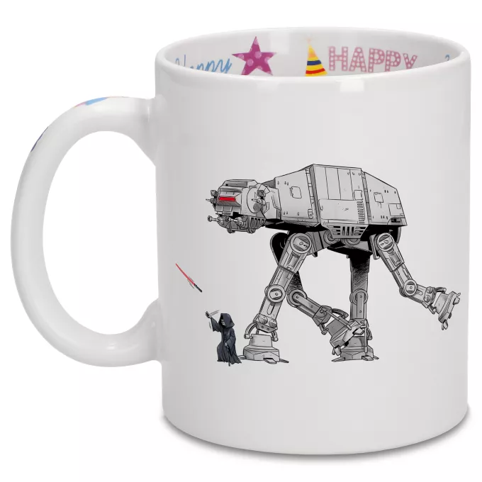 Tazze di compleanno Paoridia Star Wars Palpatine aka Darth Sidious e il suo AT-AT cane robot