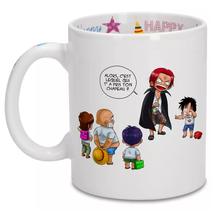 Mugs Anniversaire Parodie One Piece C'est lui ! - Luffy, Shanks