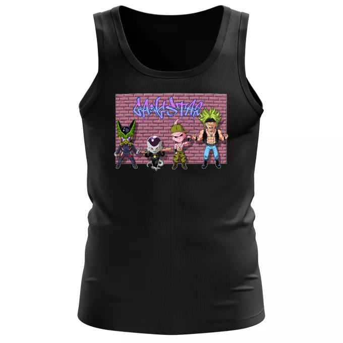 Men Tank Tops Parody of Dragon Ball Z - DBZ Broly, Majin Buu, Cell and Frieza