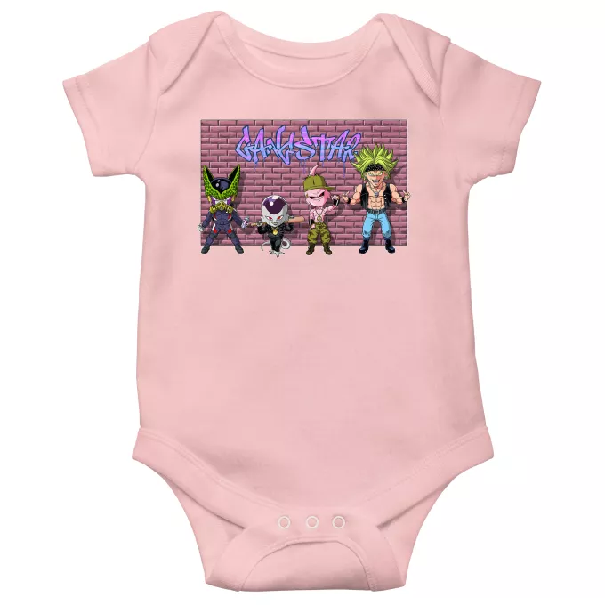Short-sleeved baby bodysuit (Girls) Parody of Dragon Ball Z - DBZ Broly, Majin Buu, Cell and Frieza