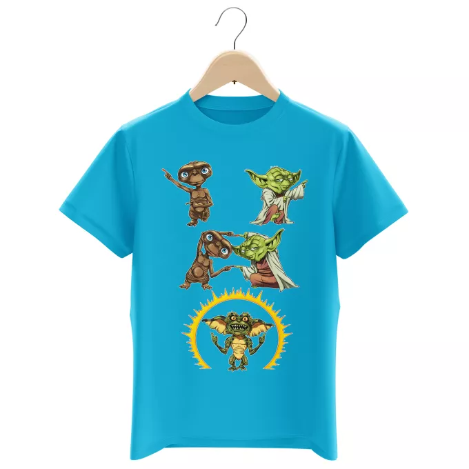 Jungen Kinder T-Shirts Parodie auf Star Wars Yoda, E.T. Der Außerirdische and Spike Gremlin