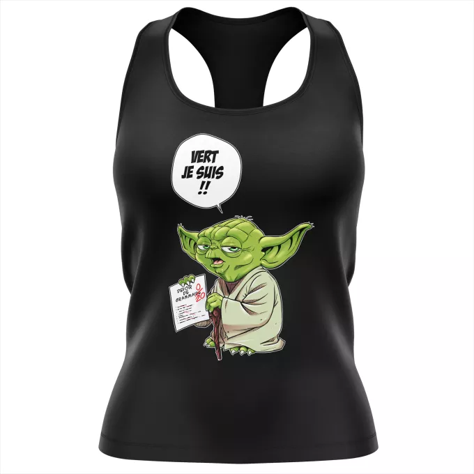 Débardeur Femme Parodie Star Wars Vert, je suis !! - Yoda