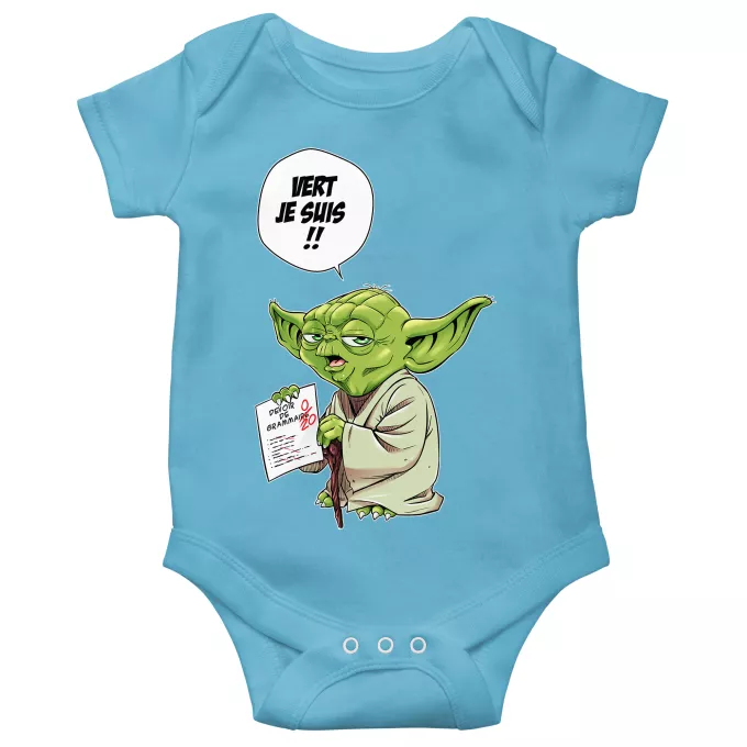 Body bébé manches courtes (garçons) Parodie Star Wars Vert, je suis !! - Yoda