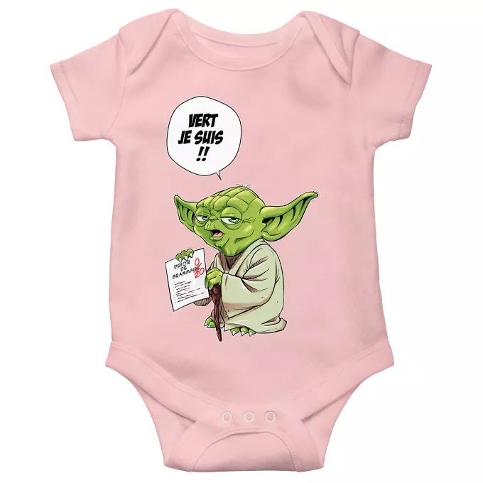 Body bébé manches courtes (Filles) Parodie Star Wars Vert, je suis !! - Yoda