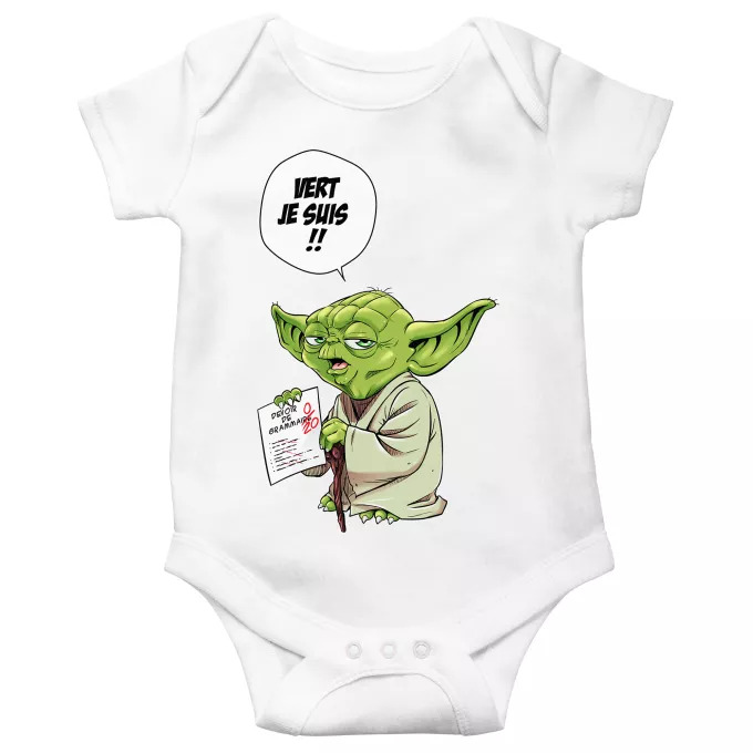 Body bébé manches courtes Parodie Star Wars Vert, je suis !! - Yoda