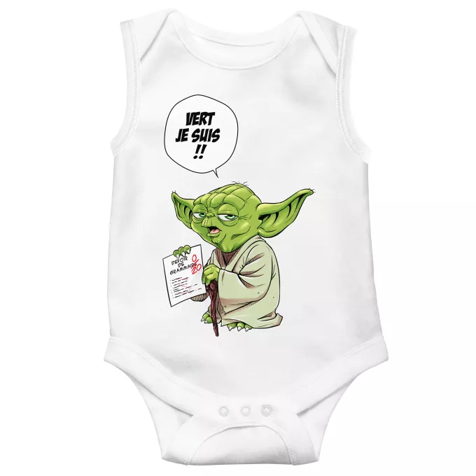 Body bébé sans manches Parodie Star Wars Vert, je suis !! - Yoda