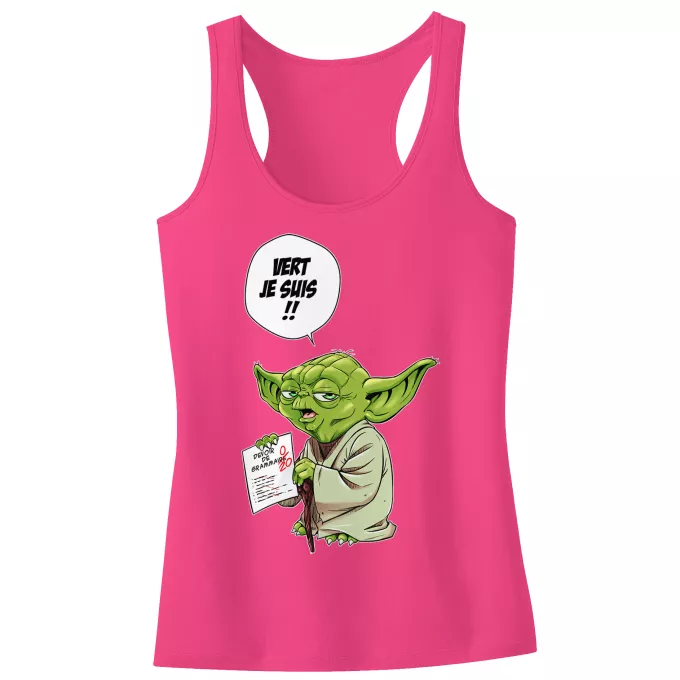 Débardeur Enfant Fille Parodie Star Wars Vert, je suis !! - Yoda